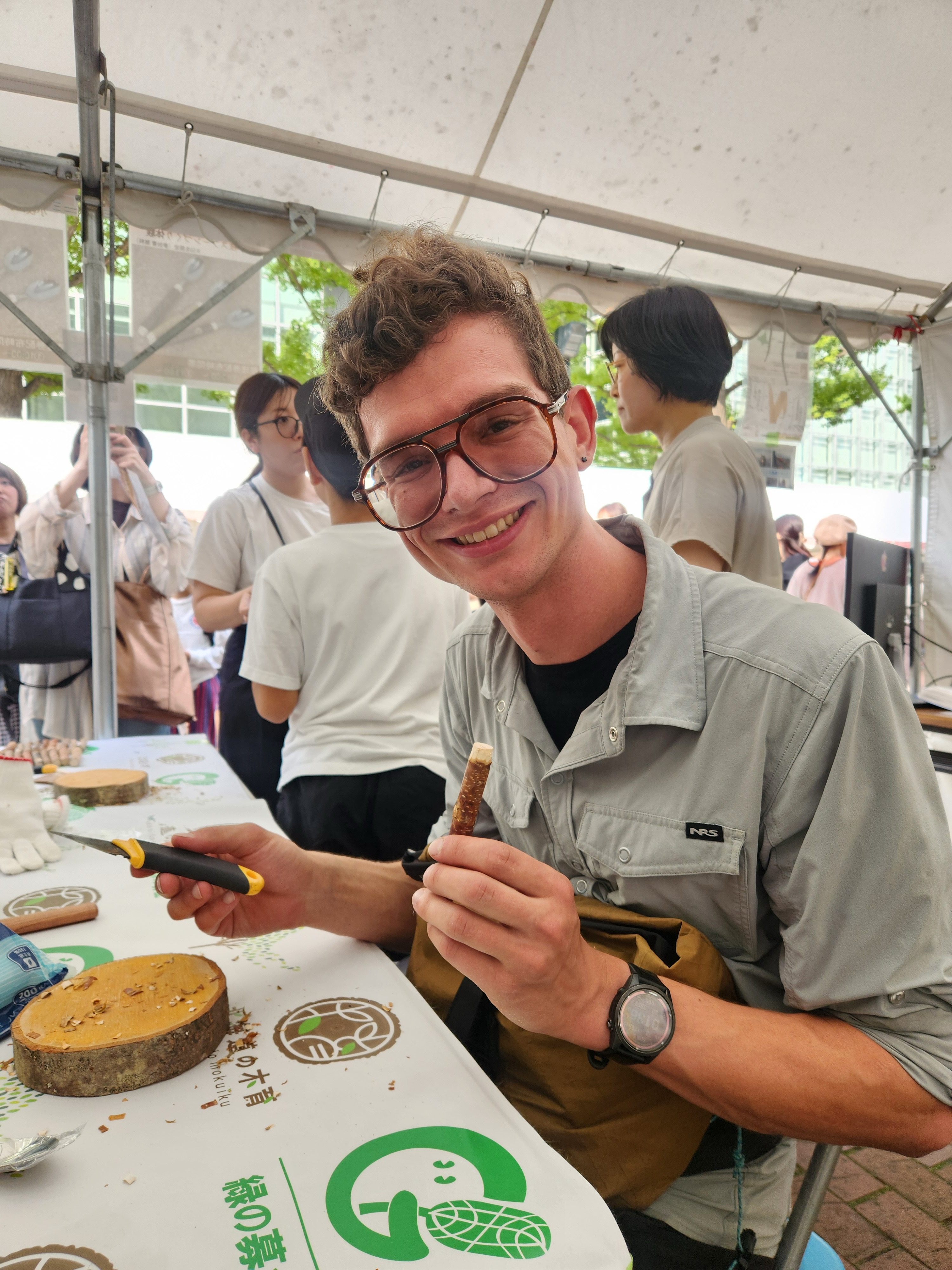 Making a spoon at the harvest festival